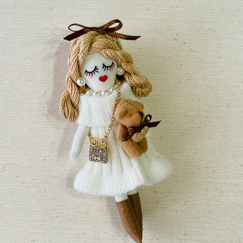 チェック柄 キラキラハットのルルベちゃん バックチャーム（ルルベ 