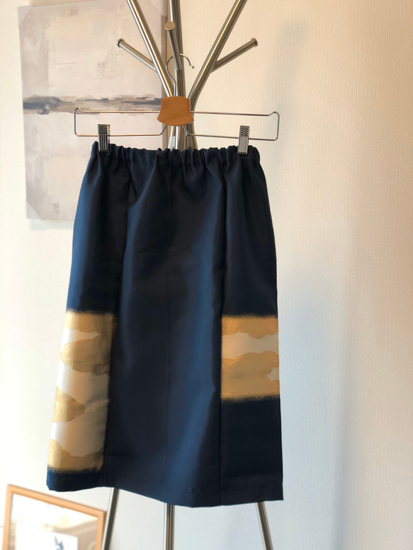 着物帯リメイク　シルクタイトスカート 2枚目の画像