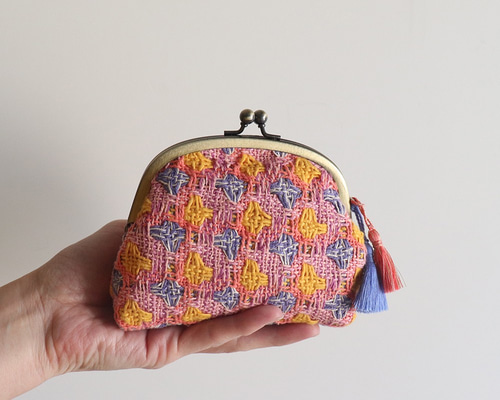 リントンファンシーツイードのがま口財布・小物入れ PINK がま口 uzo