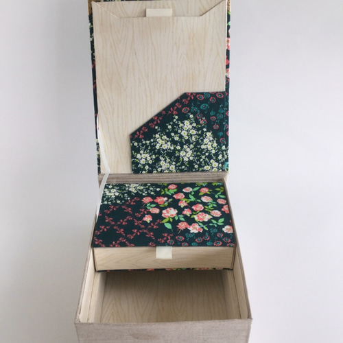 フォトフレームボックス小花柄 カードスタンド付［カルトナージュ