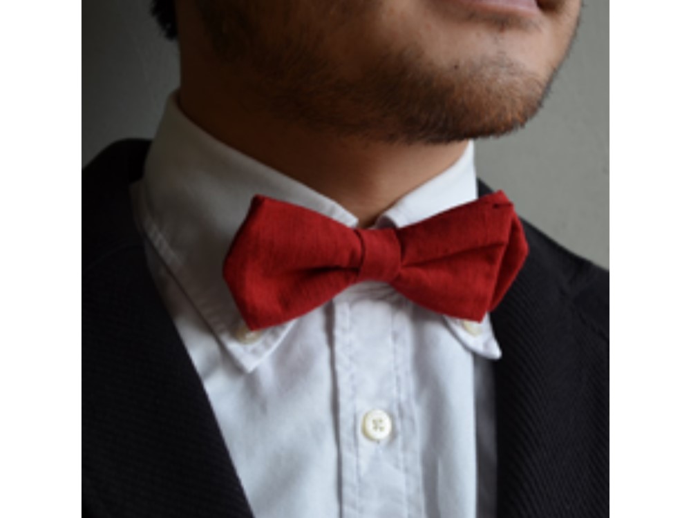 会津木綿蝶ネクタイ（赤無地）