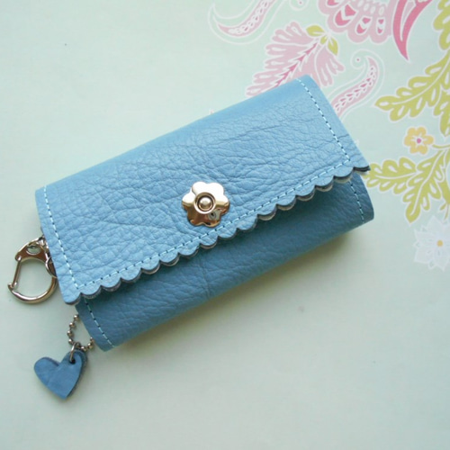 車のキーも付けられるキーケース・エルメスブルー・受注販売 キー