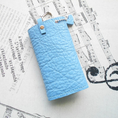 車のキーも付けられるキーケース・エルメスブルー・受注販売