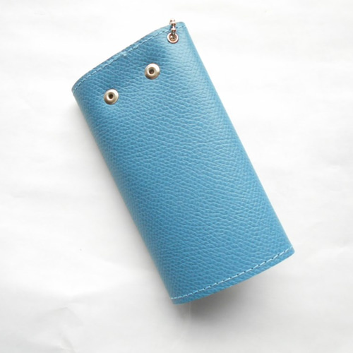 HERMES 青色 レザー キーケース