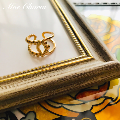 再販】ゴールドデザインリング／指輪／個性的／フリーサイズ／おおぶり