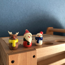 [Shigaraki ware] 聖誕 3 件套陶器傳統工藝聖誕老人雪人馴鹿公仔限量禮物 第5張的照片