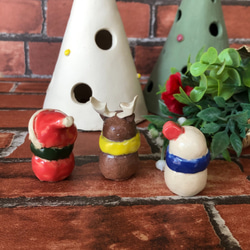 [Shigaraki ware] 聖誕 3 件套陶器傳統工藝聖誕老人雪人馴鹿公仔限量禮物 第7張的照片