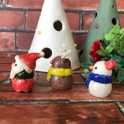 [Shigaraki ware] 聖誕 3 件套陶器傳統工藝聖誕老人雪人馴鹿公仔限量禮物 第8張的照片