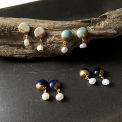 [信樂燒] 女士品味珍珠陶器傳統工藝品 4 種可供選擇 耳環 耳環 耳釘 第1張的照片