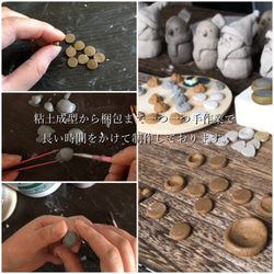 [信樂燒] Rin -rin- 陶器傳統工藝項鍊 簡單的灰白色金色錶帶 第10張的照片