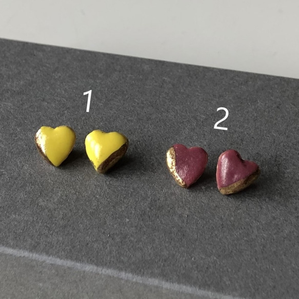 [信樂燒] 心巧克力陶器 傳統工藝 耳環 耳環 耳釘 黃色 粉色 Pastel 第3張的照片
