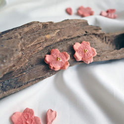 新作品[滋賀燒]櫻花-盛開的春天-陶瓷耳環（耳環）傳統手工藝深綠系列 第4張的照片