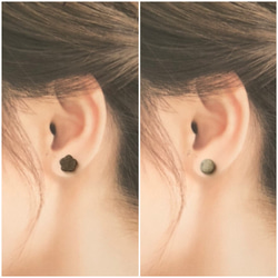 [Shigaraki]溫和的耳朵2件套粉狀的穿孔米色耳環傳統工藝簡單無孔 第2張的照片