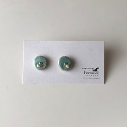 Las 1.新的[Shigaraki潔具]薄薄的朝霞藍色貝殼陶器傳統工藝耳環 第3張的照片