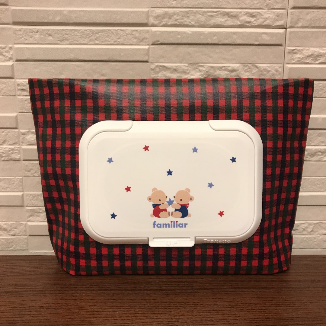 ハンドメイド☆赤チェックラミネート おしりふきケース ビタット 