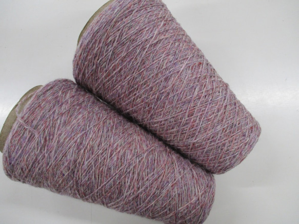ツイード調英国羊毛ウール100％　ピンク　2本で450ｇ 3枚目の画像