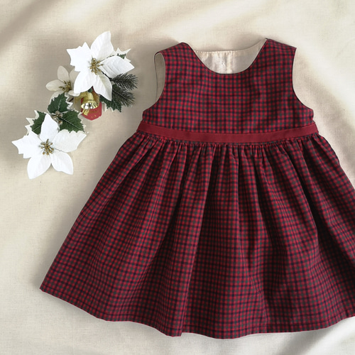 赤いチェックのワンピース 子供服 B-boutique by ankosi 通販｜Creema 