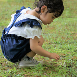 デニムかぼちゃパンツ　フリルサスペンダー 8枚目の画像