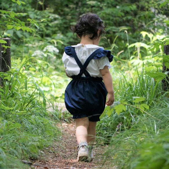 デニムかぼちゃパンツ　フリルサスペンダー 9枚目の画像