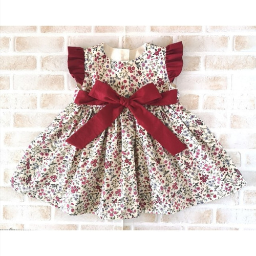 再販❳❲人気商品❳ ベビー キッズ ワンピース 紅い花柄 子供服 B 