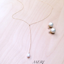 再販×50☆14kgf Y long necklace with pearl 3枚目の画像