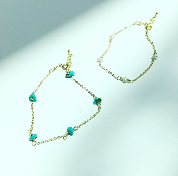 turquoise or pearl bracelet 4枚目の画像