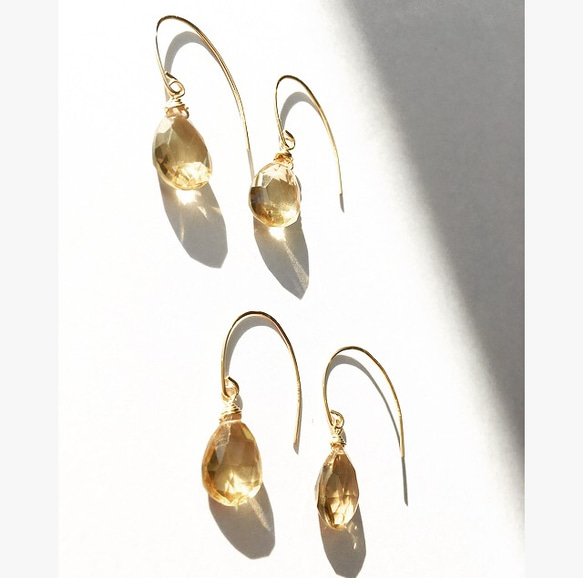 数量限定ハンドメイド202014kgf champagne quartz pierce 2枚目の画像