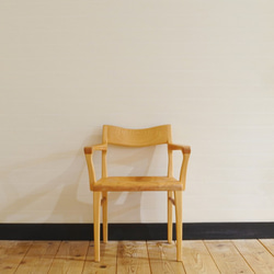 無垢材◆紀州ヒノキのシンプルアームチェア 2枚目の画像