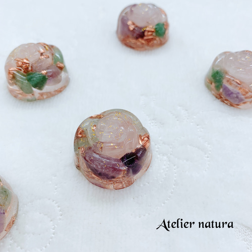 薔薇のオルゴナイト【小サイズ・グリーンカラー】 ミニ薔薇