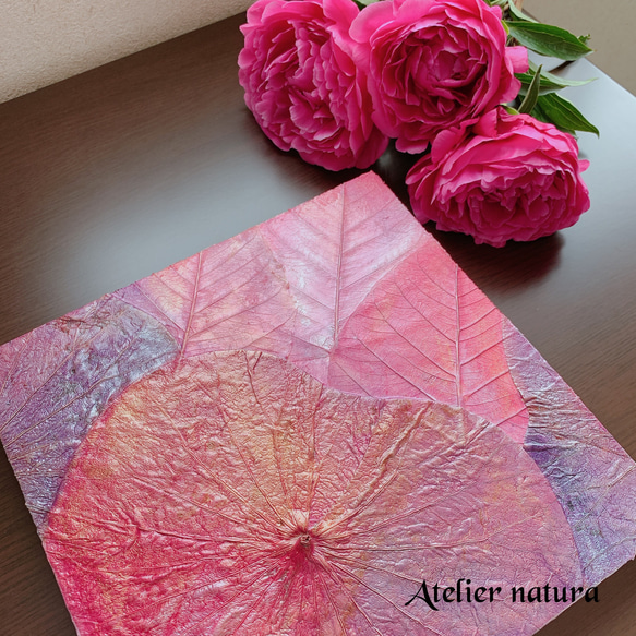 Peony ボタニーペインティング®︎】本物の菩提樹と蓮の葉を使った