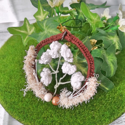 かすみ草 リース風 ストラップ チャーム 植物 お花 白 2枚目の画像