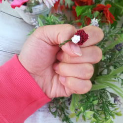 【クーポンあり】真紅の薔薇モチーフのワイヤーリング 薔薇 指輪 リング ワイヤー 植物 バラ かすみ草 8枚目の画像