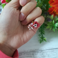 梅の花ワイヤーリング ウメ 小花 お正月 元旦 お祝い 植物 ワイヤー指輪 2枚目の画像
