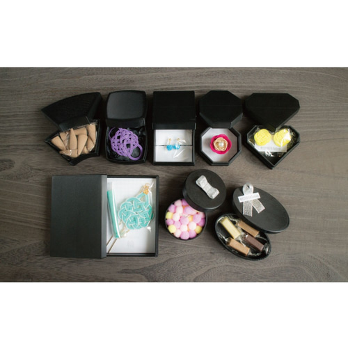 楕円形小箱｜W81×D50ミリ【高さ20ミリ】｜黒色 ギフトボックス ありば