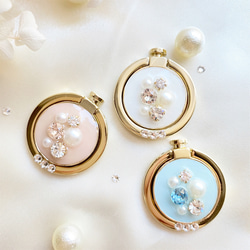 大粒　スワロフスキー　ビジュー　スマホリング　❀ ピンク 3枚目の画像