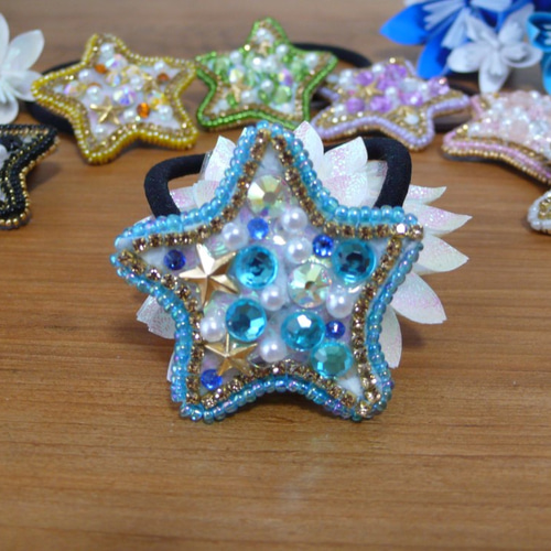 お星様ヘアアクセサリー・水色[20007] ヘアゴム akiiii 通販 9764534