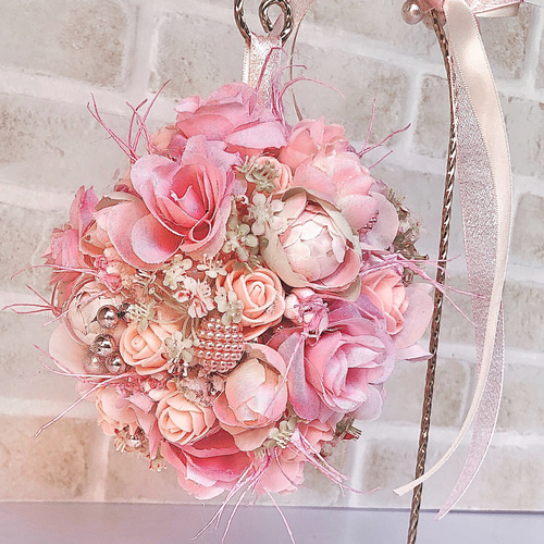 Creema限定「新作2021」ピンク調フラワーボールスタンド/アーテ