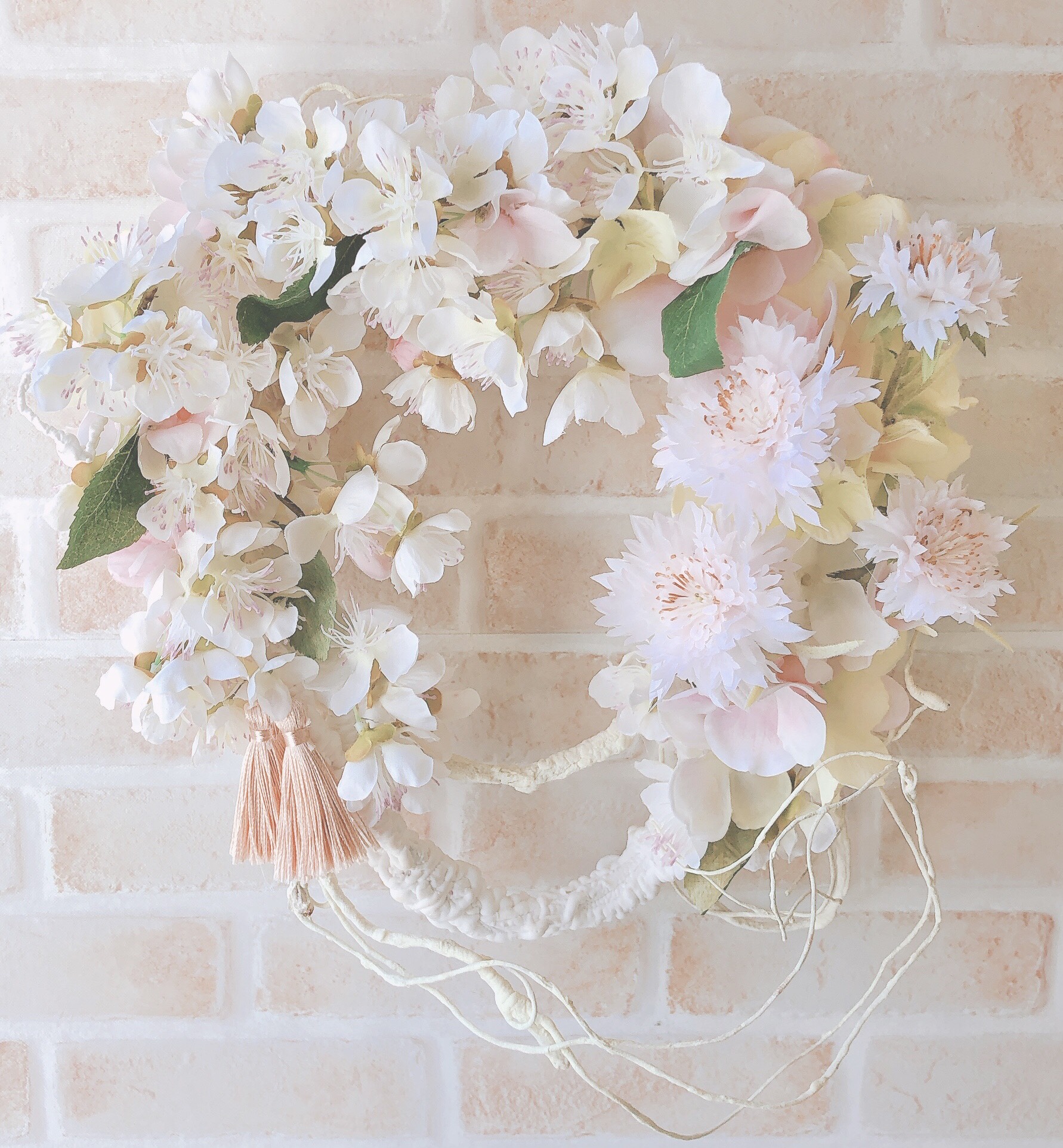 『感謝セール』春を彩る花/桜&ニゲラリース/アーティフィシャルフラワー/公触媒加工/1点物