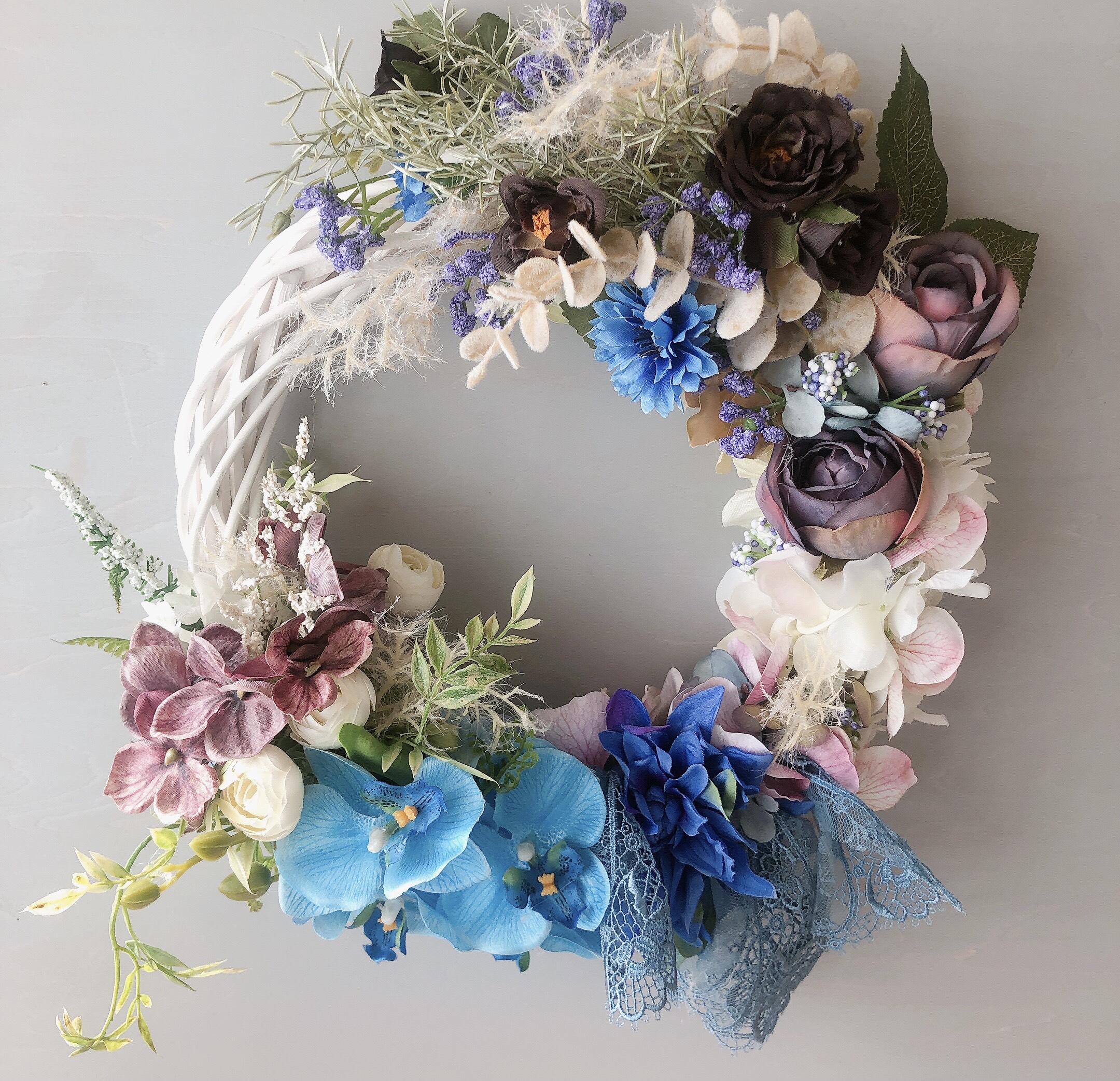 『感謝セール』光触媒加工『大人シックなドレスリース』アーティフィシャルフラワー/1点物