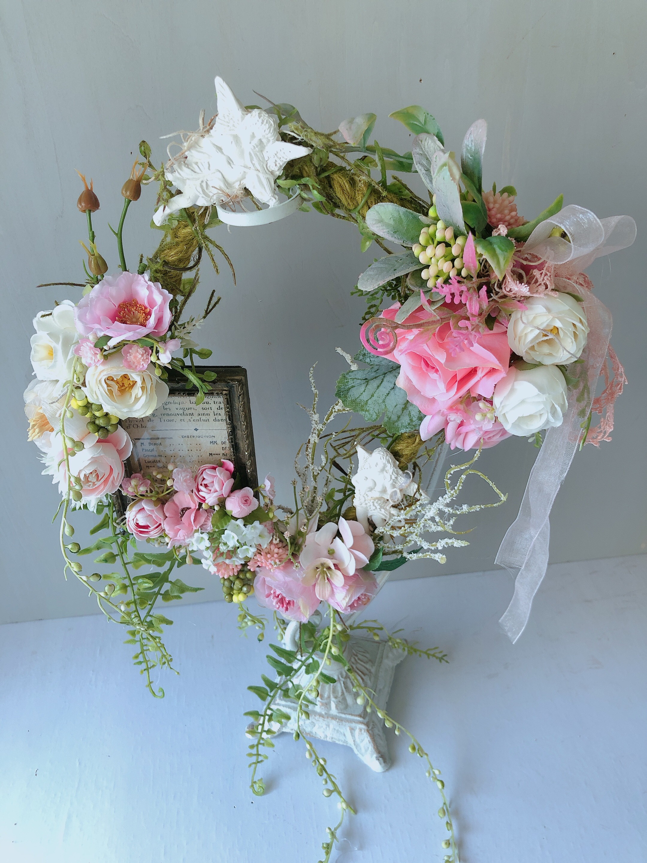 アンティーク調フラワーインテリア『天使の花園』光触媒加工/1点物