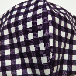 紫チェックの立体布マスク２枚セット 2枚目の画像