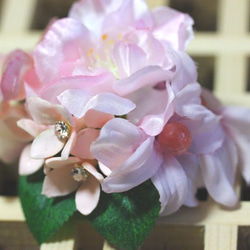 ＊送料値引＊の桜とチェリークオーツのお花ヘアゴム♡ 2枚目の画像