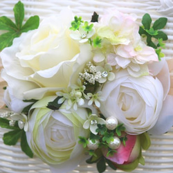 ◆送料無料◆白いお花のホワイトカラーカゴバック（中）♡ 4枚目の画像