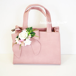 ◆送料無料◆リボンが可愛いピンクのお花バック 1枚目の画像