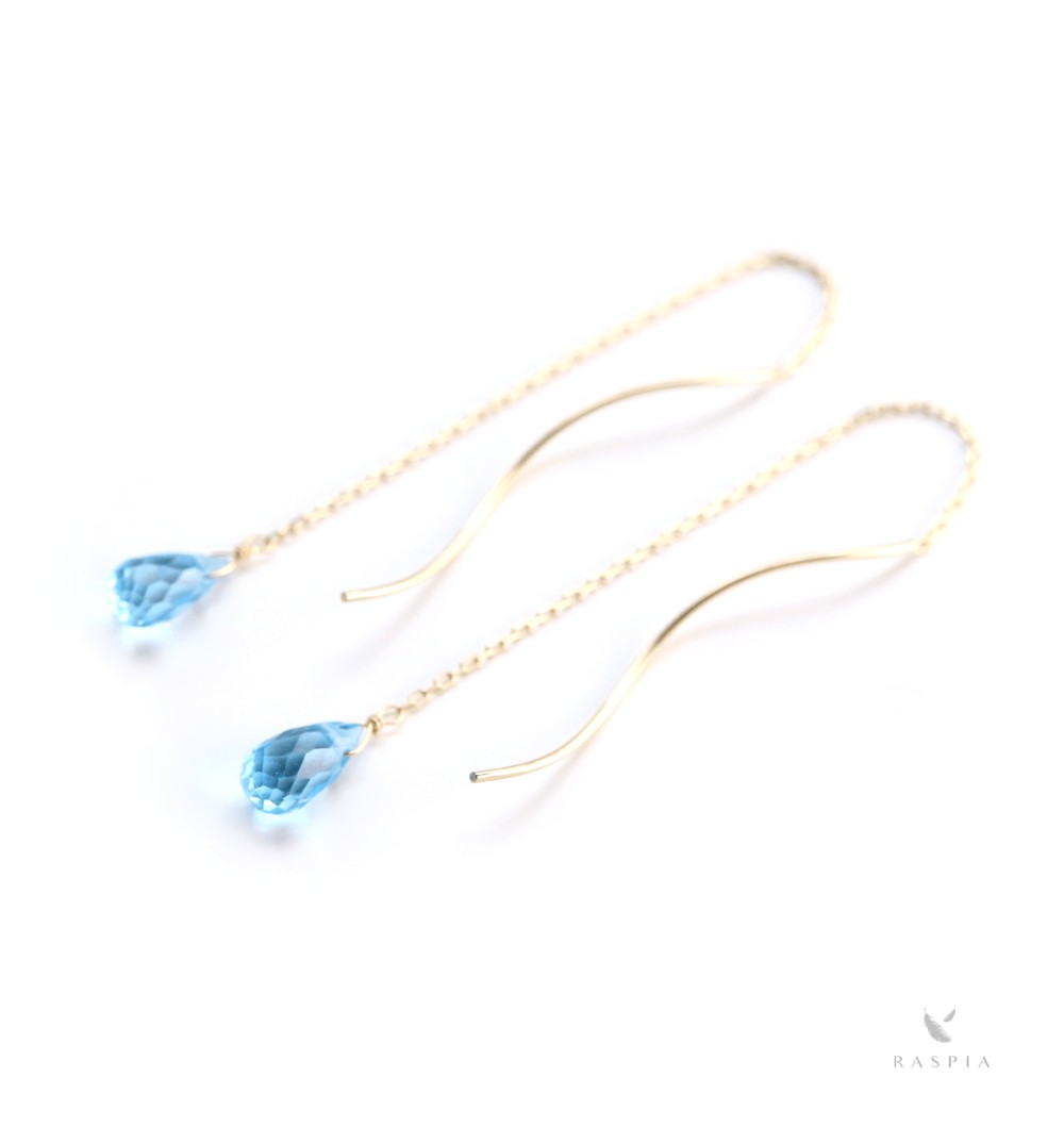 11月誕生石 K10一粒スイスブルートパーズ（ブリオレットカット) アメリカンピアス ~MONTBRETIA~