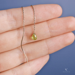 八月生日石 K10 單顆橄欖石（Briolette 切割）美國耳環 ~MONTBRETIA~ 第8張的照片