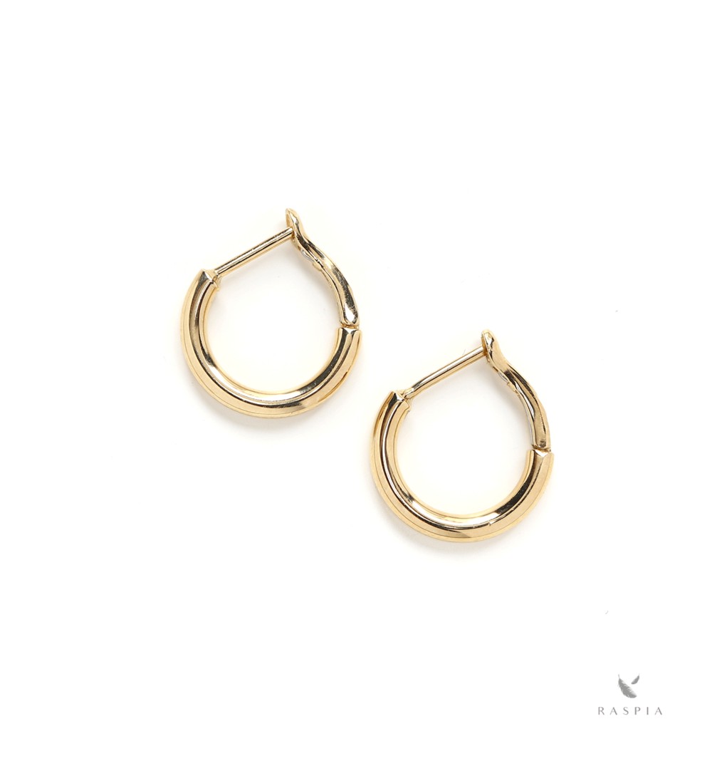 【日本製】K18YG (18金イエローゴールド)　ワンタッチフープピアス12mm×２mm【ペア】