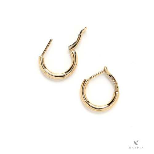 日本製】K18YG (18金イエローゴールド) ワンタッチフープピアス12mm