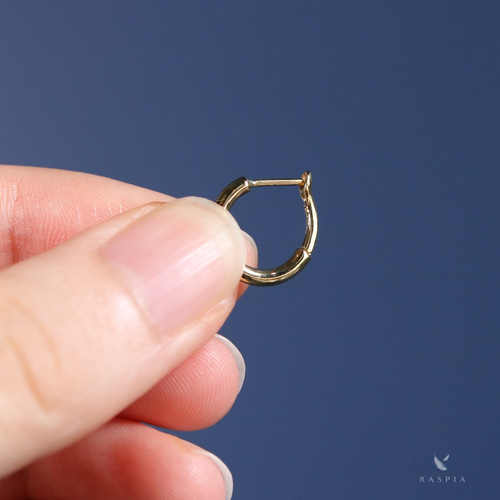 日本製】K18YG (18金イエローゴールド) ワンタッチフープピアス12mm