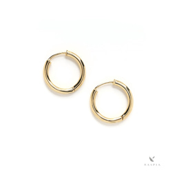 [日本製造] K18YG（18K 黃金）環圈耳環 15mm x 2mm [一對] 第1張的照片